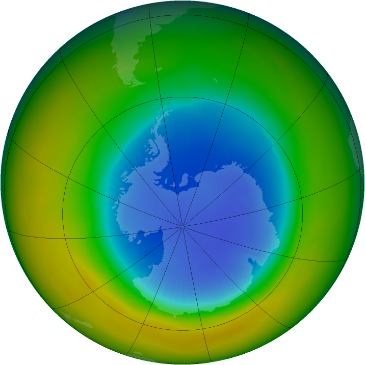 Antarctic ozone map for September 1986